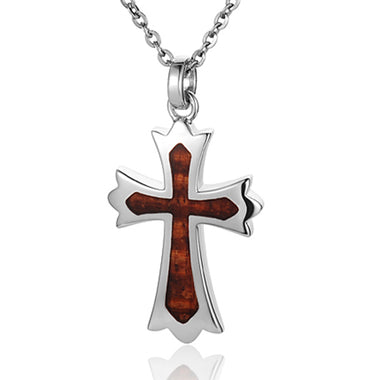 SS Koa Cross Necklace