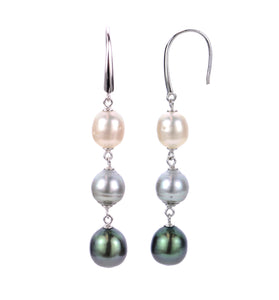 10-11 MM Ombre Wht South Sea/Gy Tah/Blk Tah Drop Er