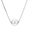 11-12 MM Fresh Wate White Nucleated Solitare Necklace