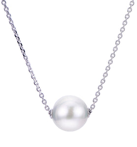 11-12 MM Fresh Wate White Nucleated Solitare Necklace