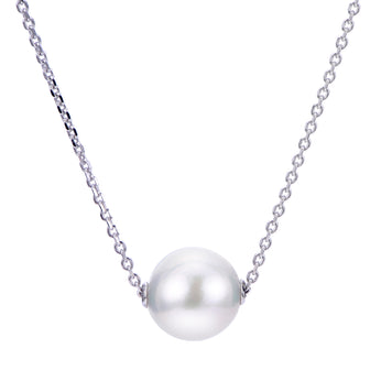 11-12 MM Fresh Wate White Nucleated Solitare Necklace
