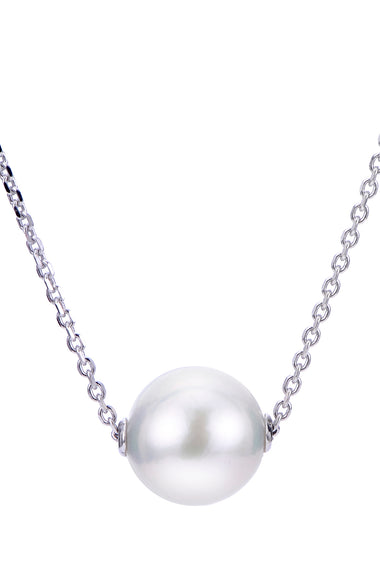 11-12 MM Fresh Wate White Nucleated Solitare Necklace