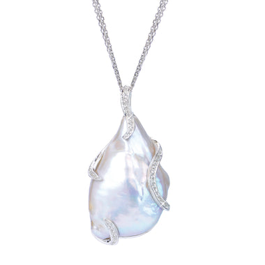 Baroque Fresh Water and White Topaz Necklace
