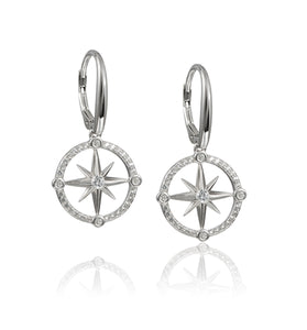 SS Compass Rose Leverback Earrings