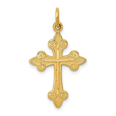 14KY Fleur De Lis Cross Pendant