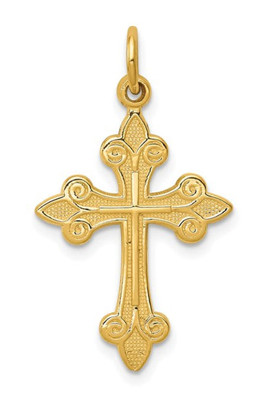 14KY Fleur De Lis Cross Pendant