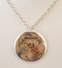 Maryland Vintage Map/MD Flag/Compass Disc Necklace Silver Flake-20" chain