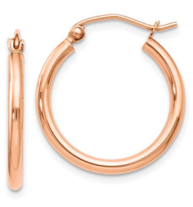 14KR Polished Hoop Earrings