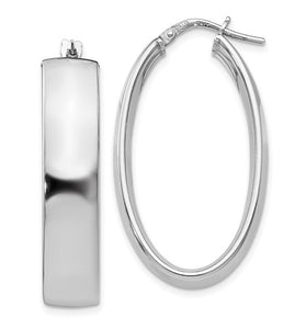 SS Polished Oval Hoop Earrings