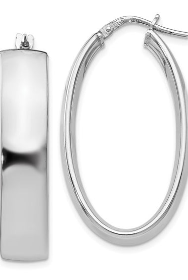 SS Polished Oval Hoop Earrings